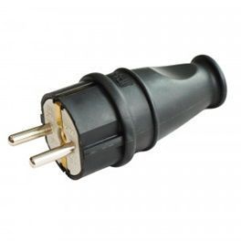 Вилка прямая каучук 2P+PE 1х16А 220-240V IP44 черн.(Турция) E1M