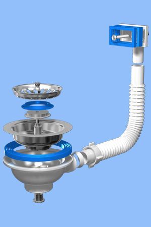 N-305S Перелив для мойки с прямоуг.вертик.корпусом АНИ 3 1/2