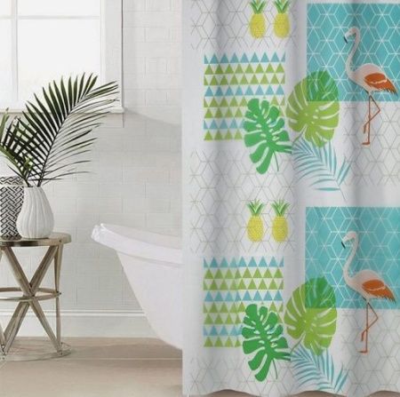 Штора для ванной полиэтиленовая синяя 10, "Релакс", 180*180