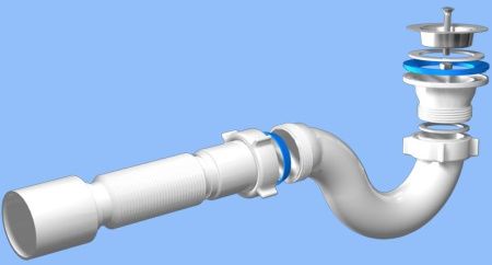 Е-115 Сифон АНИ 1 1/2*40 для душевого поддона с гибкой трубой 40х50