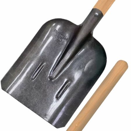 Лопата совковая рельсовая сталь с РЕБРАМИ ЖЕСТКОСТИ (упак.12шт) с черенком* (КИТАЙ)