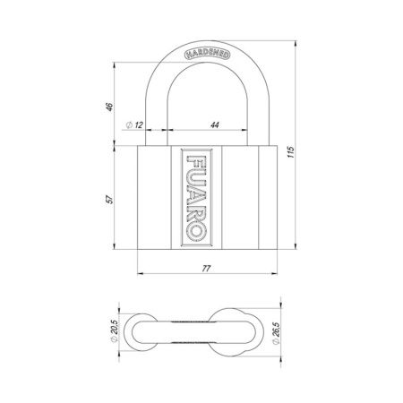 Замок навесной PL-PROTEC-4080 3key (PL-4080) англ. /блистер