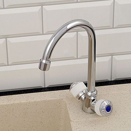 Смеситель для кухни двухручковый хром Potato Эверест B 59-356 A