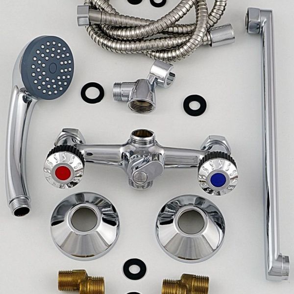 Смеситель для ванны и умывальника двухручковый черный Potato Эверест B 23-356F