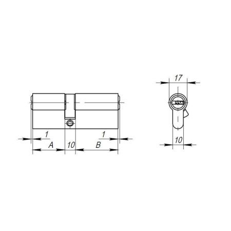Цилиндровый механизм AX2000Key70 хром