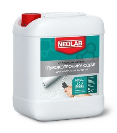 Грунтовка акриловая ГЛУБОКОПРОНИКАЮЩАЯ для наруж. и внутр. работ 1 кг (уп.12 шт.) NEOLAB