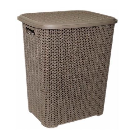 Корзина для белья 60л коричневая Вязь (шоколад)