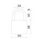 Замок навесной PL-WEATHER-1550 Black 4 fin key ( PL-15-50) диск. /блистер