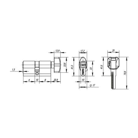 Цилиндровый механизм Z4002Knob60 хром