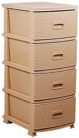 Комод 4-х секц. декор "Ротанг" беж.