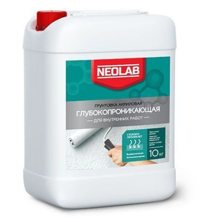 Грунтовка акриловая ГЛУБОКОПРОНИКАЮЩАЯ для внутренних работ 5 кг (уп.4 шт.) NEOLAB