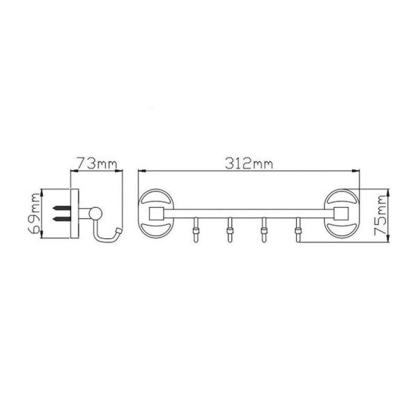 Держатель полотенец трубчатый (4 крючка) P2916-4 (29 серия)