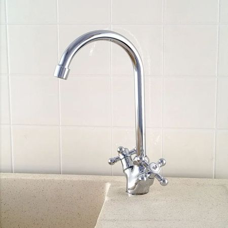 Смеситель для кухни двухручковый хром Potato Эверест B 41-333