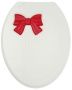 Крышка для унитаза жесткая белая (бело-красная) "Бантик"