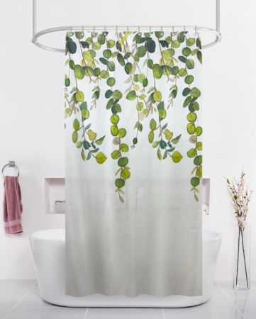Штора для ванной тканевая белая, лиана ВТ-829909, "Дорофей", 180*180