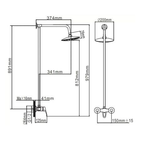 Душевая стойка со смесителем без излива  хром  Potato Эверест B35-028