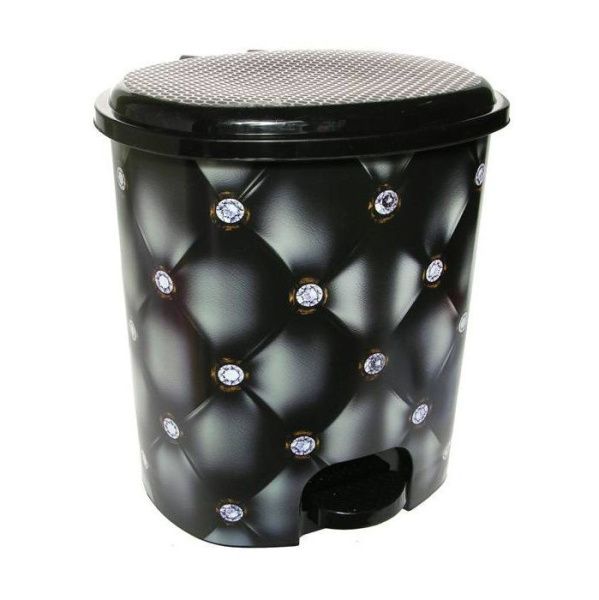 Ведро для мусора 12л черное с педалью Кожа