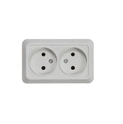 Розетка двойная BOLLETO 7102 белая накладная (керамика)