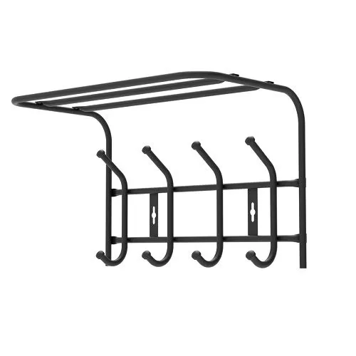 Вешалка настенная с полкой ВП4М/Ч 4-крючков (400 х 238 х268 h мм.) матовый черный Ника (упак.5шт.)