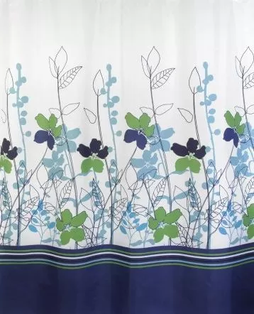 Штора для ванной тканевая синяя, X-640, "Залел", 180*200