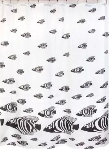 Штора для ванной тканевая черная, 1541, "Залел", 180*200