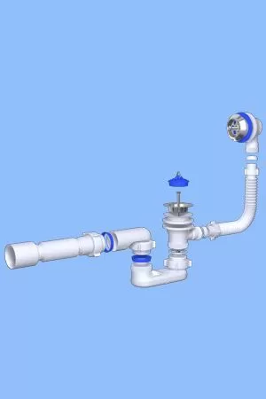 Е-055 Сифон д/ванны с переливом (обвязка) АНИ 1 1/2*40 с гибкой трубой 40*50