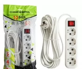 Сет. удлинитель ПВС 3х1 4роз. 5м 16А земля, выкл (корпус АБС-пластик) E1М