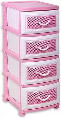 Комод 4-х секц. без декора "Дельфин" бело-роз